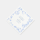 青エレガントフランスのフローラ結婚植物学 スタンダードカクテルナプキン (角)