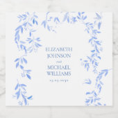 青エレガントフランスのフローラ結婚植物学 スパークリングワインラベル (シングルラベル)