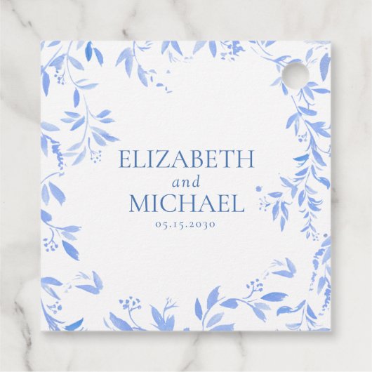 青エレガントフランスのフローラ結婚植物学 フェイバータグ (裏面)