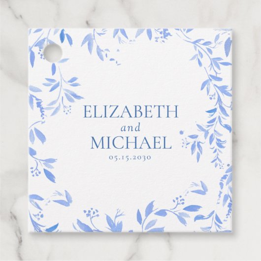 青エレガントフランスのフローラ結婚植物学 フェイバータグ (正面)