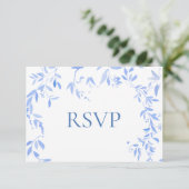 青エレガントフランスのフローラ結婚植物学 出欠カード (スタンド正面)