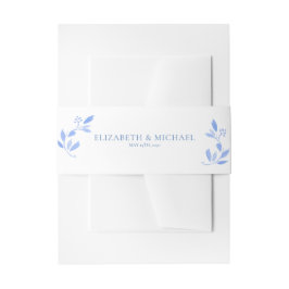 青エレガントフランスのフローラ結婚植物学 招待状ベリーバンド