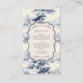 青エレガントフランスのヴィンテージ結婚フローラ エンクロージャーカード (正面)