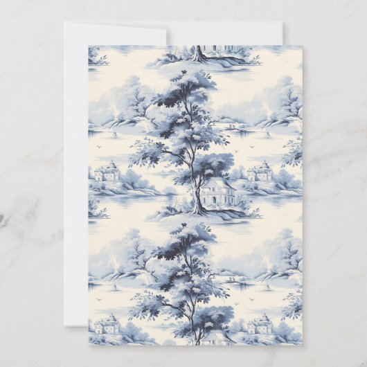 青エレガントフランスのヴィンテージ結婚フローラ セーブザデート (裏面)