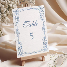 青エレガントフランスのヴィンテージ結婚フローラ テーブルナンバー
