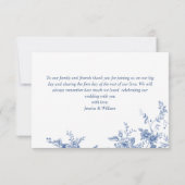 青エレガントフランスの園の花結婚の数 サンキューカード (裏面)