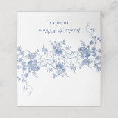 青エレガントフランスの園の花結婚の数 プレイスカード (外部開封)