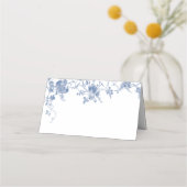 青エレガントフランスの園の花結婚の数 プレイスカード (正面)