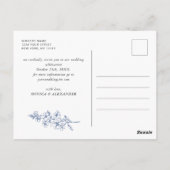 青エレガントフランスの庭園の結婚式保存日 ポストカード (裏面)