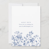 青エレガントフランスの庭園の結婚式 招待状 (裏面)