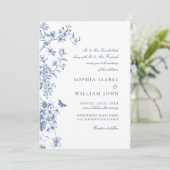 青エレガントフランスの庭園の結婚式QRコード 招待状 (スタンド正面)