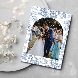 青エレガントフランスの開花結婚フローラ サンキューカード