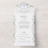 青エレガントフローラと書道の白 オールインワン招待状 (内側)