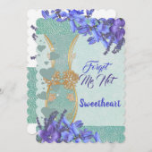 青エレガントフローラの花瓶忘れ私はバレンタイン シーズンカード (正面/裏面)