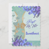 青エレガントフローラの花瓶忘れ私はバレンタイン シーズンカード (正面)