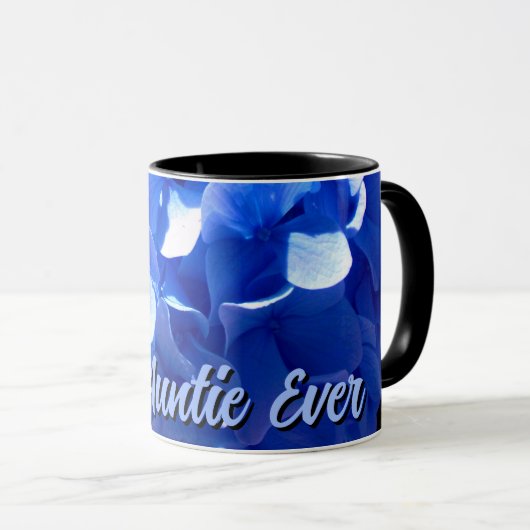 青エレガントフローラアジサイ最高のズ叔母エバー マグカップ (正面右)