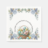 青エレガントフローライースター卵バスケットベビーシャワー スタンダードカクテルナプキン (正面)