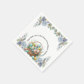青エレガントフローライースター卵バスケットベビーシャワー スタンダードカクテルナプキン (角)