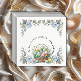 青エレガントフローライースター卵バスケットベビーシャワー スタンダードカクテルナプキン