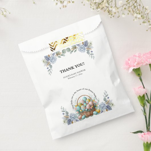 青エレガントフローライースター卵バスケットベビーシャワー フェイバーバッグ (封をした状態)