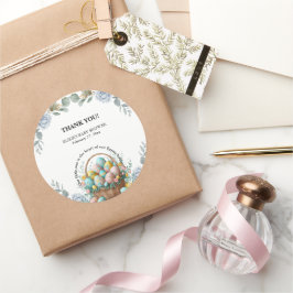 青エレガントフローライースター卵バスケットベビーシャワー ラウンドシール