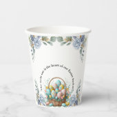 青エレガントフローライースター卵バスケットベビーシャワー 紙コップ (正面)