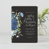 青エレガントフローラオールインワン結婚 招待状 (スタンド正面)