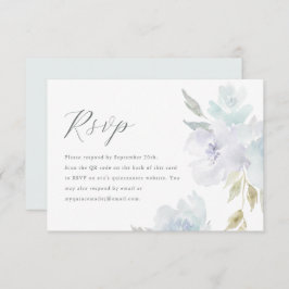 青エレガントフローラキンセアニェラQRコードRSVP 出欠カード