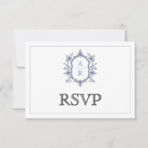 青エレガントフローラクレストモノグラムQRコー結婚ド