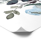 青エレガントフローラグ結婚レリーの歓迎サイン ポスター (角)