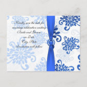 青エレガントフローラダマスク救リボードカード 案内ポストカード (裏面)