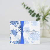 青エレガントフローラダマスク救リボードカード 案内ポストカード (スタンド正面)