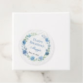 青エレガントフローラハッピーバースデー フェイバータグ (インサイチュ)