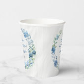 青エレガントフローラハッピーバースデー 紙コップ (右)