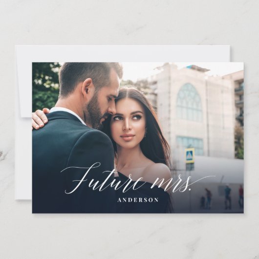 青エレガントフローラフォトブライダルシャワー 招待状 (裏面)