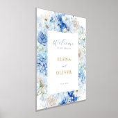 青エレガントフローラフレ結婚ームへようこそ 箔ポスター (レイダウン)