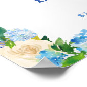 青エレガントフローラブライダルシャワーウェルカムサイン ポスター (角)