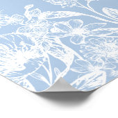 青エレガントフローラブライダルシャワーウェルカムサイン ポスター (角)