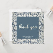 青エレガントフローラブライダルシャワー感謝していユー カード (正面/裏面インサイチュ)