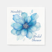 青エレガントフローラブライダルシャワー スタンダードカクテルナプキン (正面)