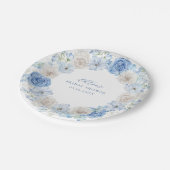青エレガントフローラブライダルシャワー ペーパープレート (アングル)
