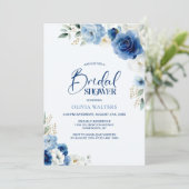 青エレガントフローラブライダルシャワー 招待状 (スタンド正面)