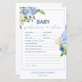 青エレガントフローラベビーシャワーゲーム印刷された少年 (正面/裏面)