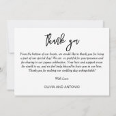 青エレガントフローラモダン結婚の サンキューカード (裏面)