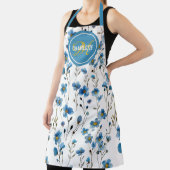 青エレガントフローラモノグラム名 エプロン (インサイチュ)