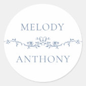 青エレガントフローラモノグ縁どラム ラウンドシール (正面)