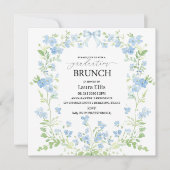 青エレガントフローラ卒業ブランチ招待状 招待状 (正面)