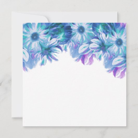 青エレガントフローラ婚約パーティ 招待状 (裏面)