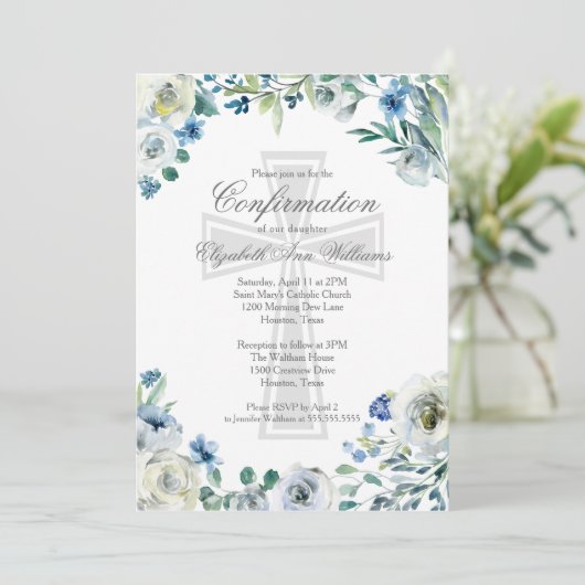 青エレガントフローラ宗教確認 招待状 (スタンド正面)