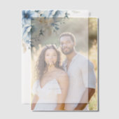 青エレガントフローラ幾何学模様の開花結婚 ベラム紙招待状 (オフセット (カップル))